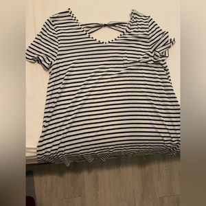 Lane Bryant B&W Bow Back Blouse